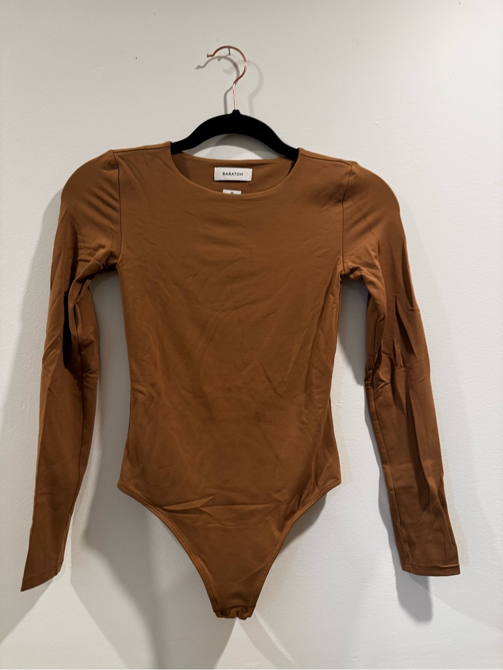 Aritzia Babaton Long Sleeve One-Piece Bodysuit in Camel